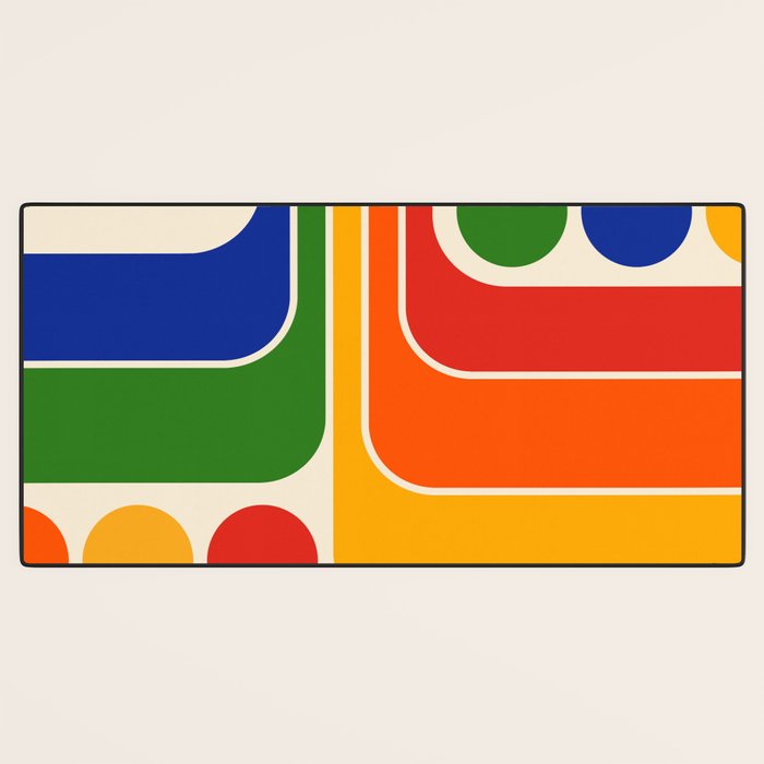 Retro 70s Stripe Colorful Rainbow 872 Primary Colors Desk Mat Gallery Image 3