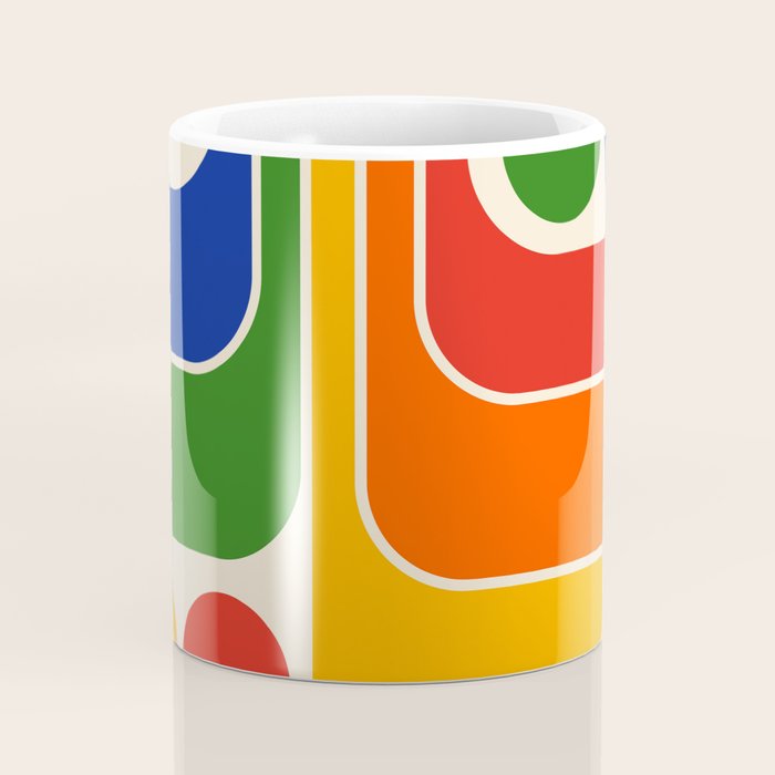 Retro 70s Stripe Colorful Rainbow 872 Primary Colors Coffee Mug Gallery Image 4