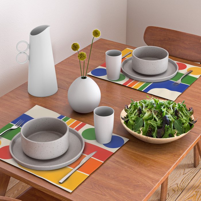 Retro 70s Stripe Colorful Rainbow 872 Primary Colors Placemat Gallery Image 2