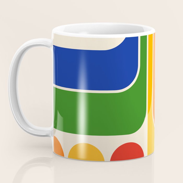 Retro 70s Stripe Colorful Rainbow 872 Primary Colors Coffee Mug Gallery Image 3