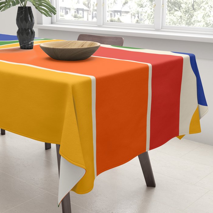 Retro 70s Stripe Colorful Rainbow 872 Primary Colors Tablecloth Gallery Image 3