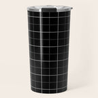 Tattersall Windowpane Check Plaid (black/white/gray) Travel Mug Gallery Image 1