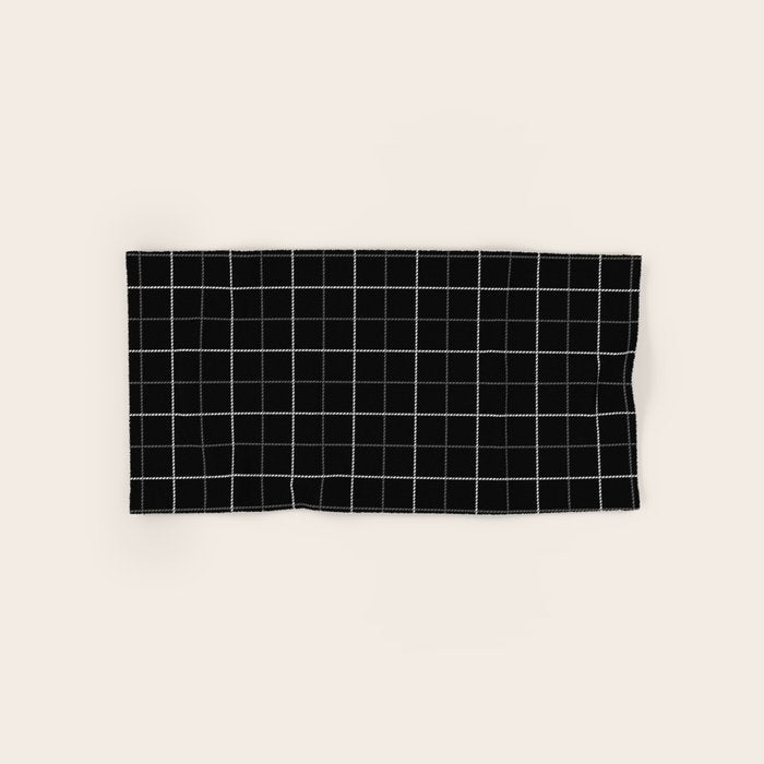 Tattersall Windowpane Check Plaid (black/white/gray) Bath Towel Gallery Image 1