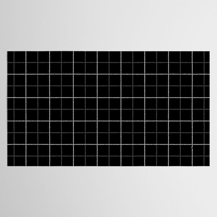 Tattersall Windowpane Check Plaid (black/white/gray) Tablecloth Gallery Image 2