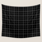 Tattersall Windowpane Check Plaid (black/white/gray) Wall Tapestry Gallery Image 4
