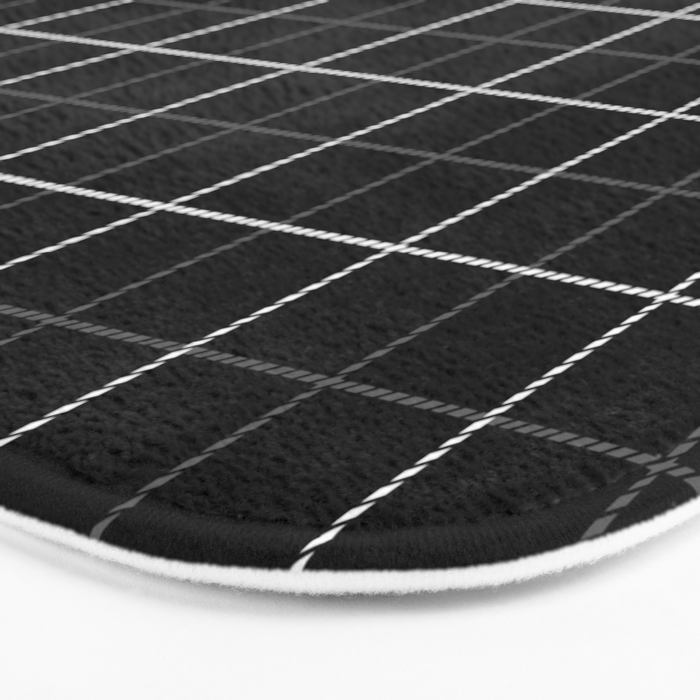 Tattersall Windowpane Check Plaid (black/white/gray) Bath Mat Gallery Image 3