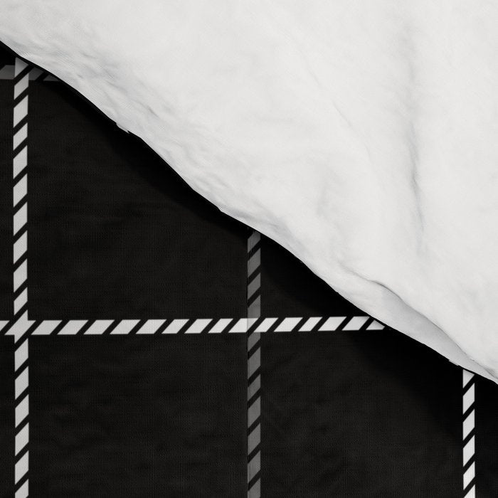 Tattersall Windowpane Check Plaid (black/white/gray) Comforter Gallery Image 4