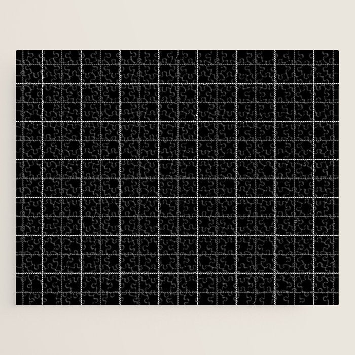 Tattersall Windowpane Check Plaid (black/white/gray) Jigsaw Puzzle Gallery Image 1