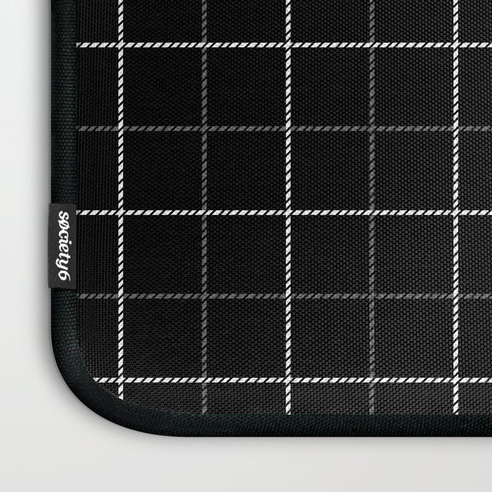 Tattersall Windowpane Check Plaid (black/white/gray) Laptop Sleeve Gallery Image 3