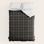 Tattersall Windowpane Check Plaid (black/white/gray) Duvet Cover Gallery Image 6