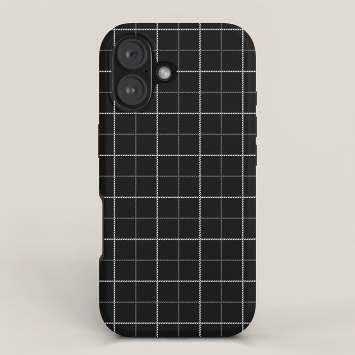 Tattersall Windowpane Check Plaid (black/white/gray) iPhone Case Gallery Image 1