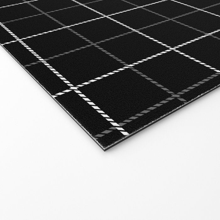 Tattersall Windowpane Check Plaid (black/white/gray) Welcome Mat Gallery Image 2