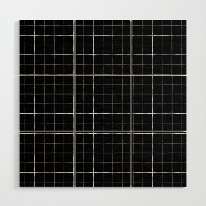 Tattersall Windowpane Check Plaid (black/white/gray) Wood Wall Art Gallery Image 1