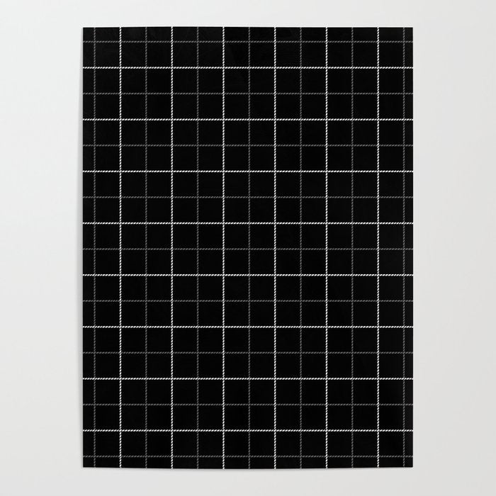 Tattersall Windowpane Check Plaid (black/white/gray) Poster Gallery Image 4