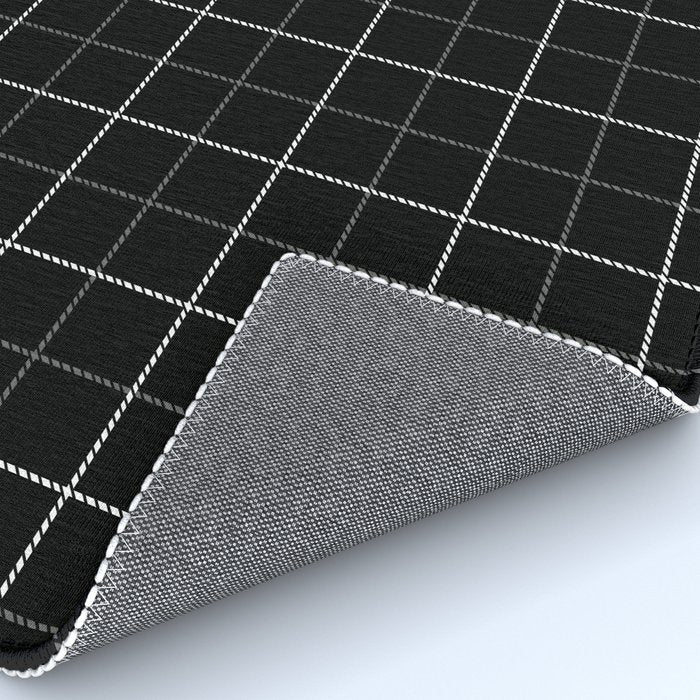 Tattersall Windowpane Check Plaid (black/white/gray) Rug Gallery Image 4