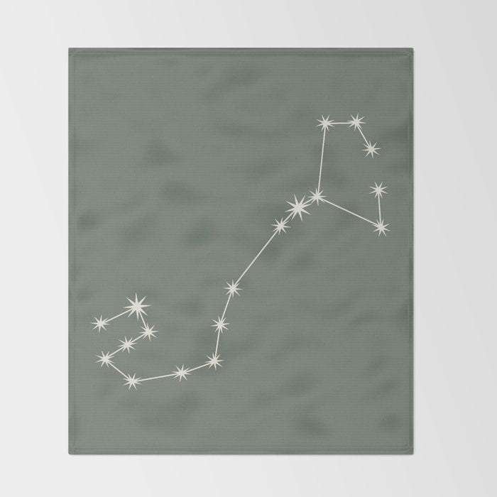 Scorpio Zodiac Star Constellation Line Art Sage Throw Blanket Gallery Image 2