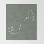 Scorpio Zodiac Star Constellation Line Art Sage Throw Blanket Gallery Image 2