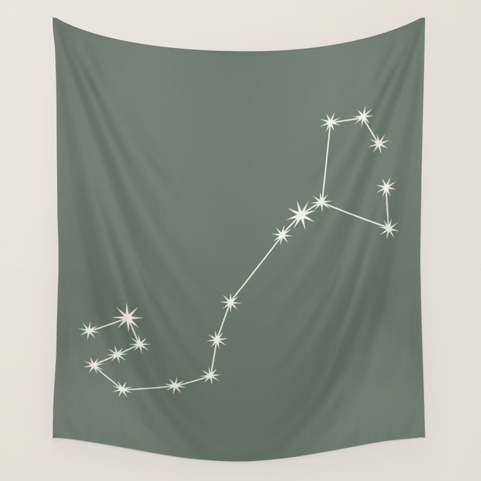 Scorpio Zodiac Star Constellation Line Art Sage Wall Tapestry Gallery Image 4