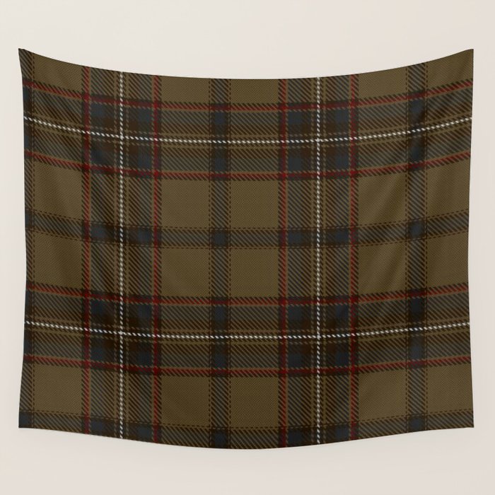 Brown Tartan Plaid Pattern Wall Tapestry Gallery Image 4