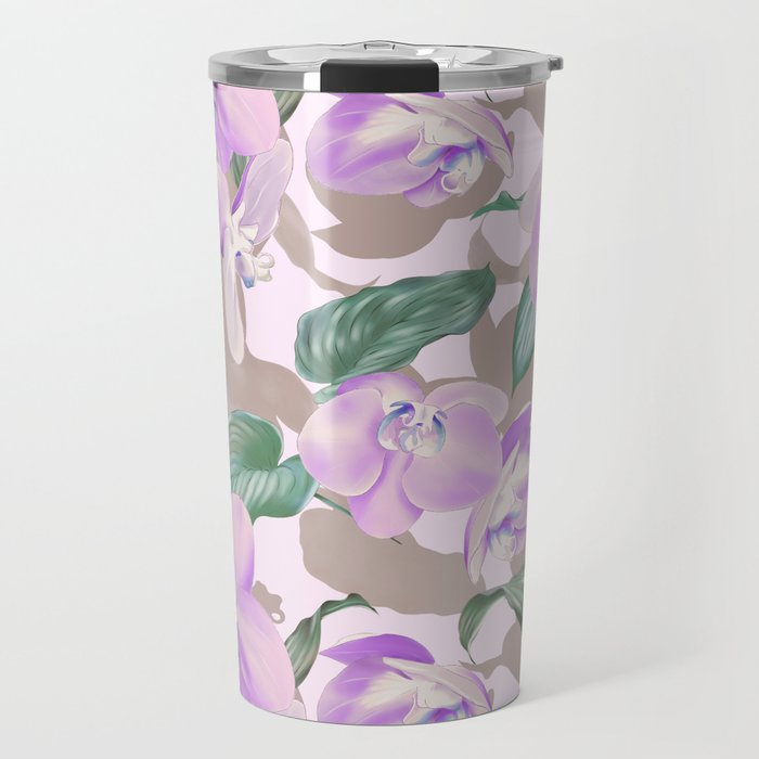 Lovely lilac exotic flowers L Travel Mug Gallery Image 1