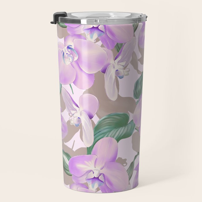 Lovely lilac exotic flowers L Travel Mug Gallery Image 3
