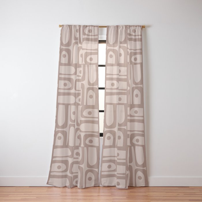 Mid Century Piquet Pattern Inspired by PANTONE 17 1230 Color of the Year Mocha Mousse Window Curtain Gallery Image 2