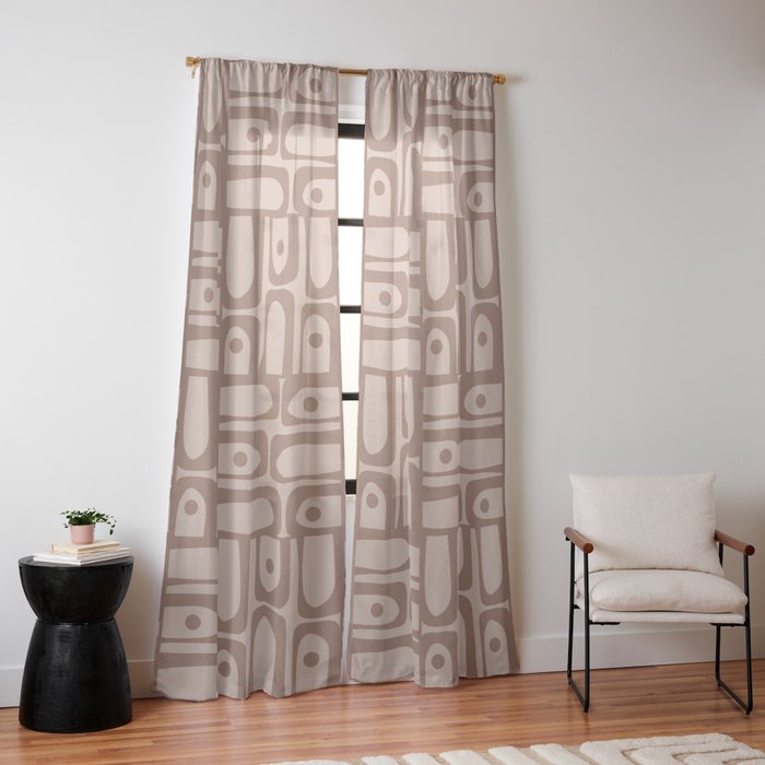 Mid Century Piquet Pattern Inspired by PANTONE 17 1230 Color of the Year Mocha Mousse Window Curtain Gallery Image 14