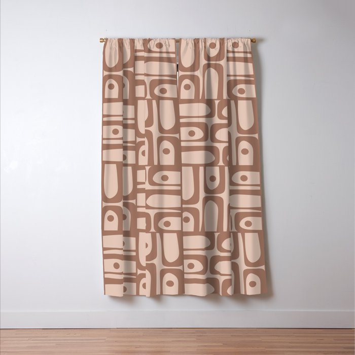 Mid Century Piquet Pattern Inspired by PANTONE 17 1230 Color of the Year Mocha Mousse Window Curtain Gallery Image 3