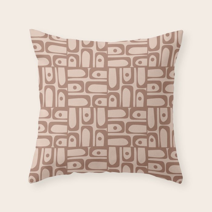 Mid Century Piquet Pattern Inspired by PANTONE 17 1230 Color of the Year Mocha Mousse Throw Pillow Gallery Image 6