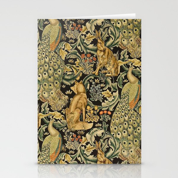 William Morris Teal Forest,peacock,birds Stationery Card Gallery Image 1