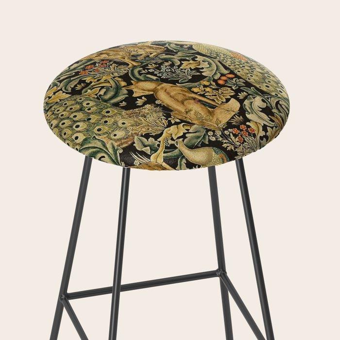 William Morris Teal Forest,peacock,birds Stool Gallery Image 2