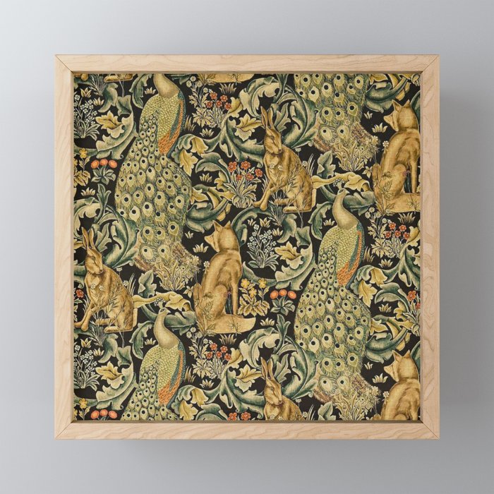 William Morris Teal Forest,peacock,birds Mini Art Print Gallery Image 1