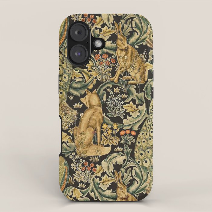 William Morris Teal Forest,peacock,birds iPhone Case Gallery Image 1