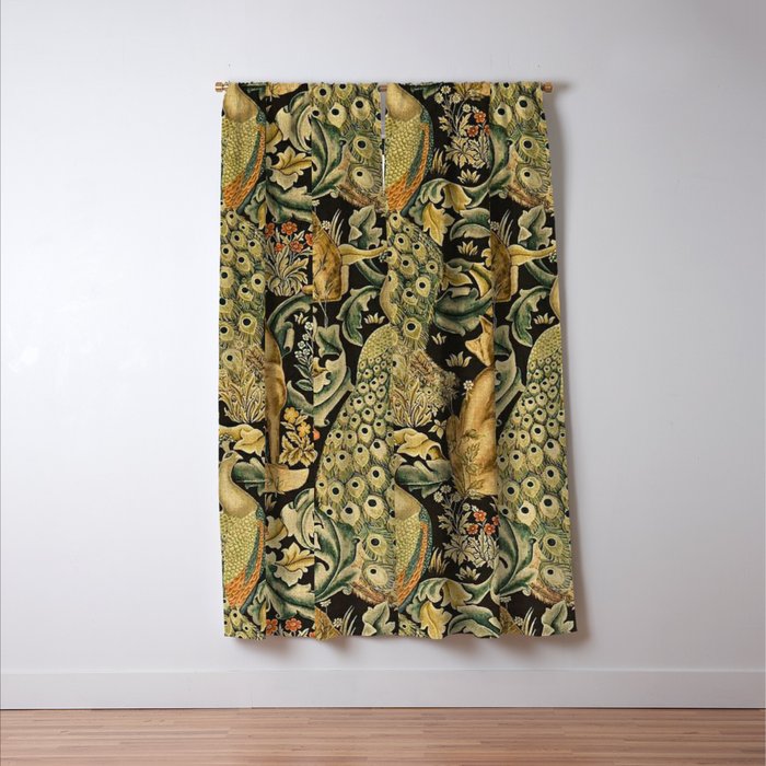 William Morris Teal Forest,peacock,birds Window Curtain Gallery Image 3