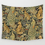 William Morris Teal Forest,peacock,birds Wall Tapestry Gallery Image 4