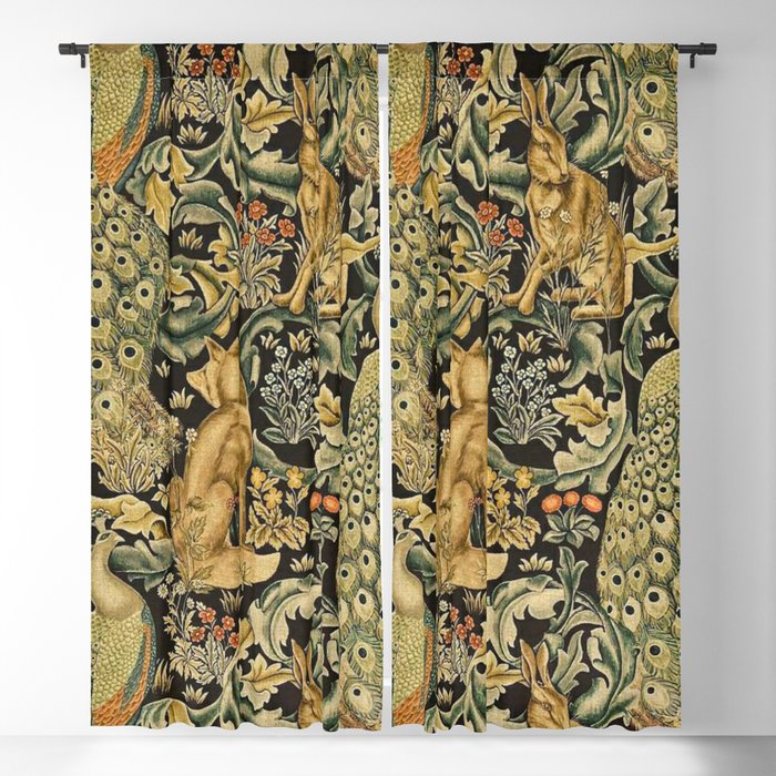 William Morris Teal Forest,peacock,birds Window Curtain Gallery Image 1