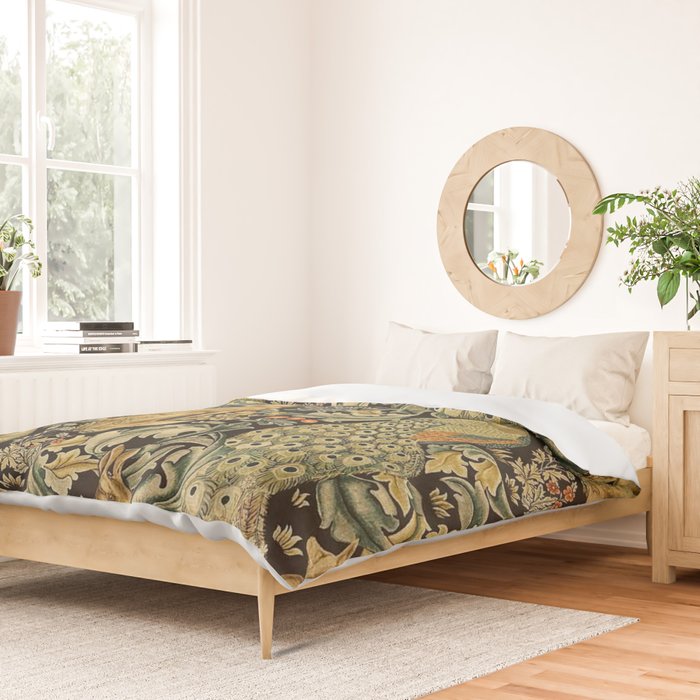 William Morris Teal Forest,peacock,birds Duvet Cover Gallery Image 2