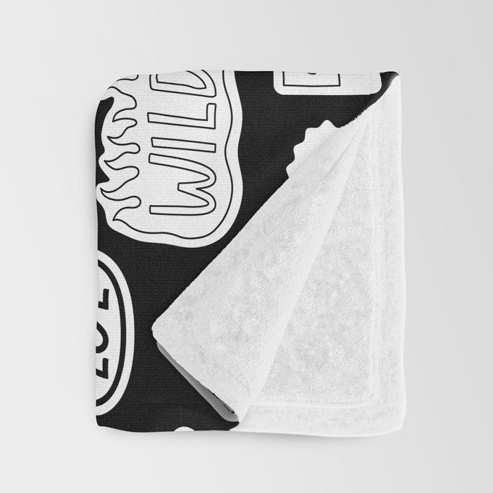 Funny black and white cartoon sticker quote pattern Throw Blanket Gallery Image 3