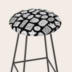 Funny black and white cartoon sticker quote pattern Stool Gallery Image 2