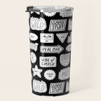Funny black and white cartoon sticker quote pattern Travel Mug Gallery Image 3