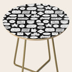 Funny black and white cartoon sticker quote pattern Side Table Gallery Image 2