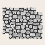 Funny black and white cartoon sticker quote pattern Placemat Gallery Image 1