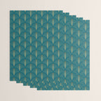 Art Deco Gold Fans on Turquoise Wrapping Paper Gallery Image 3