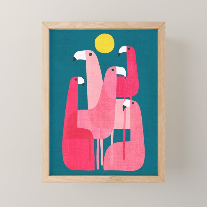 Pink flamingoes Mini Art Print Gallery Image 1