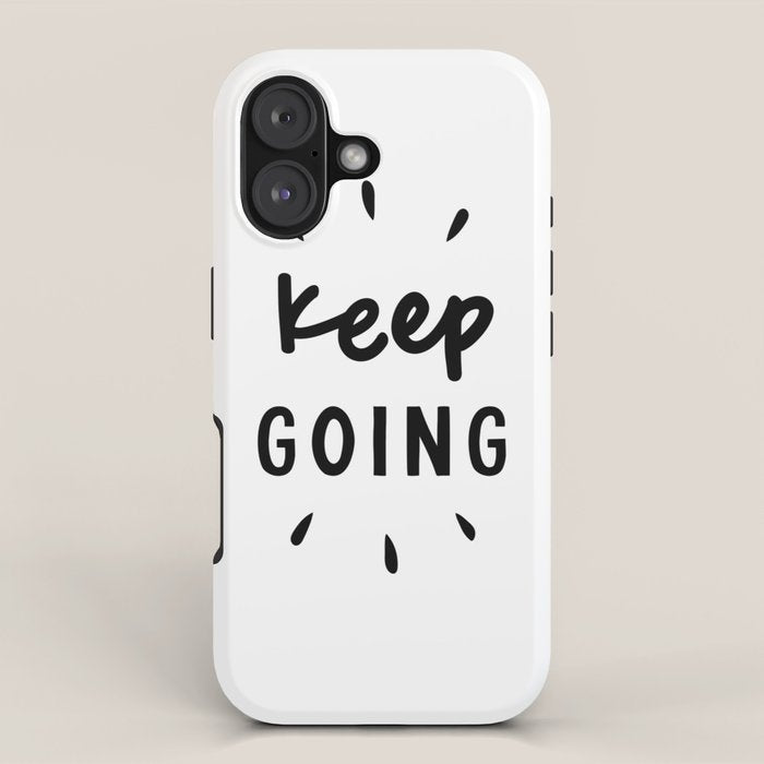 Keep Going positive black and white typography inspirational motivational home wall bedroom decor iPhone Case Gallery Image 1