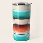 Navajo White, Turquoise and Burnt Orange Southwest Serape Blanket Stripes Travel Mug Gallery Image 1