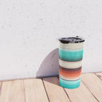 Navajo White, Turquoise and Burnt Orange Southwest Serape Blanket Stripes Travel Mug Gallery Image 4