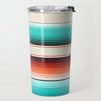 Navajo White, Turquoise and Burnt Orange Southwest Serape Blanket Stripes Travel Mug Gallery Image 2