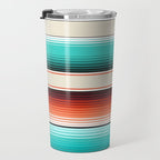 Navajo White, Turquoise and Burnt Orange Southwest Serape Blanket Stripes Travel Mug Gallery Image 3