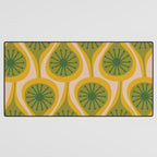 Mid Century Modern Atomic Drops Pattern Green Mustard Desk Mat Gallery Image 3